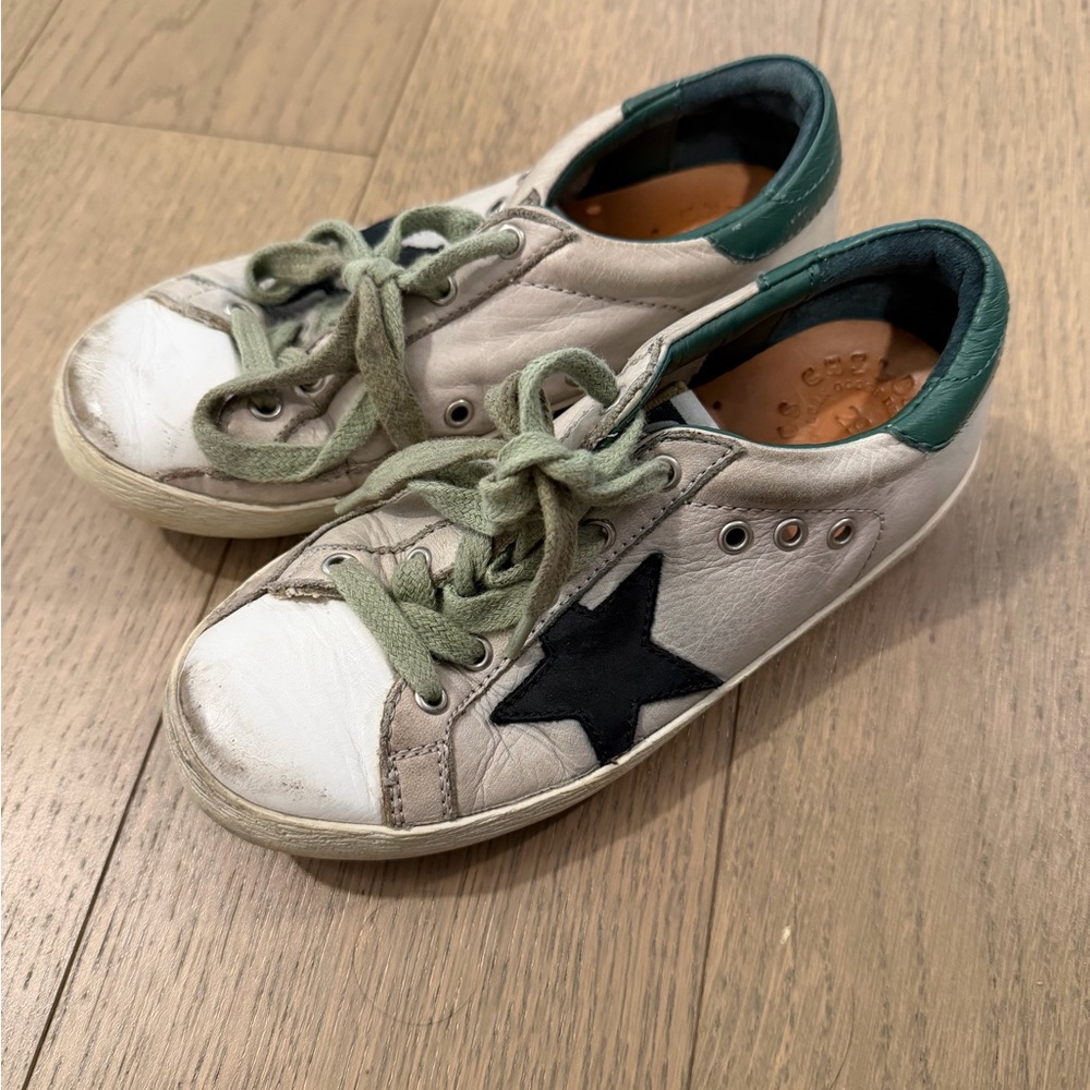 Golden Goose Kids White and Black Star Sneakers